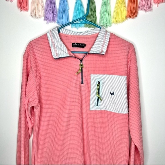 Southern Marsh Pink and Blue Pull Over Sweatshirt Popover 1/2 Zip Size XS - Picture 7 of 16